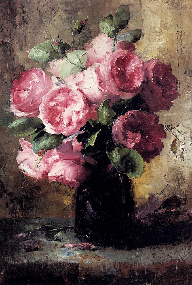 Pink Roses In A Vase painting - Frans Mortelmans Pink Roses In A Vase art painting